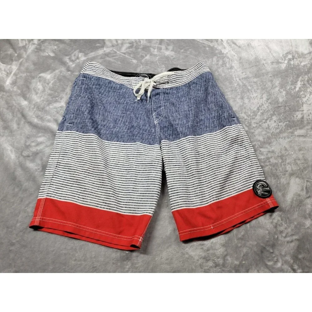 O'neill mens blue, white, red‎ striped swim shorts size 32